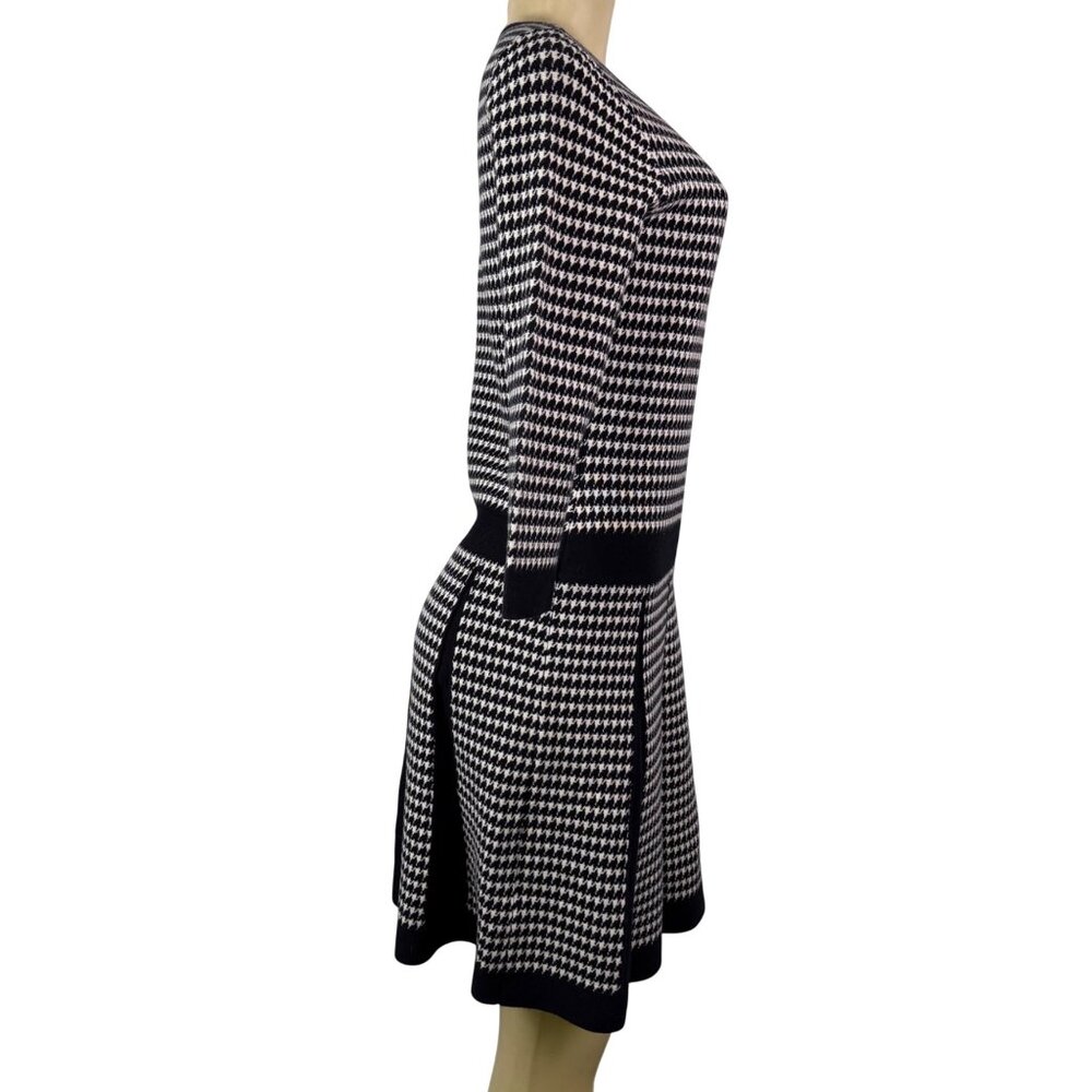 Lauren Ralph Lauren Womens Black & White Houndstooth Pleated Dress Sz M - Picture 4 of 10
